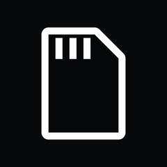sd card icon on black, memory card, chip
