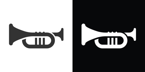 trumpet icon on black - obrazy, fototapety, plakaty