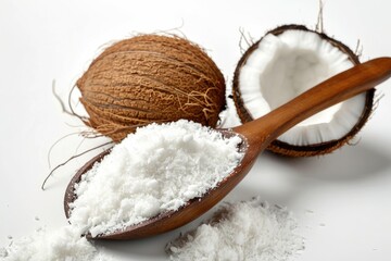 Fototapeta na wymiar Coconut and coconut flakes
