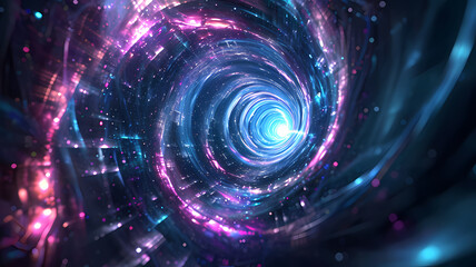 abstract futuristic digital art background. hyperspace concept. swirling vortex design. - obrazy, fototapety, plakaty
