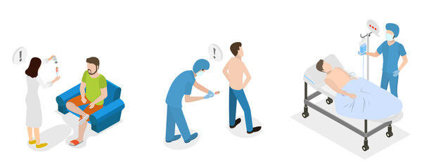 3D Isometric Flat  Conceptual Illustration of Anesthesiology, Medical Sedation