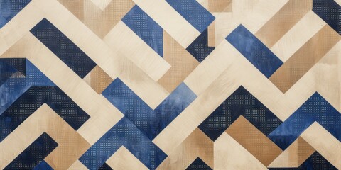 Tan and cobalt zigzag geometric shapes