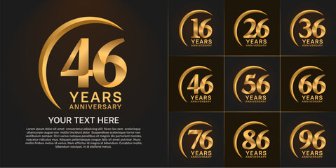 Set of Anniversary Logotype golden color can be use for special day celebration - obrazy, fototapety, plakaty