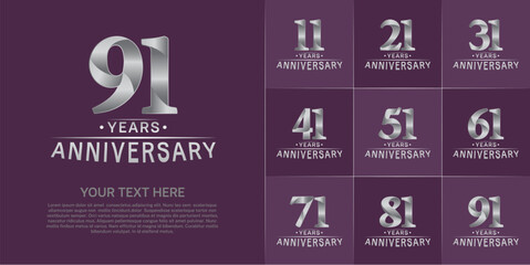 Set of Anniversary Logotype silver color can be use for special day celebration