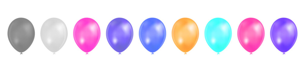 Set of multicolored balloons on a transparent background. Vector illustration