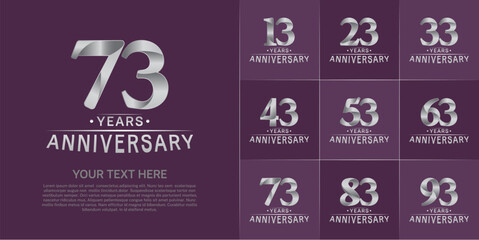 Set of Anniversary Logotype silver color can be use for special day celebration