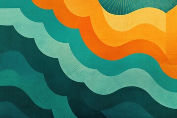 Tangerine and teal zigzag geometric shapes