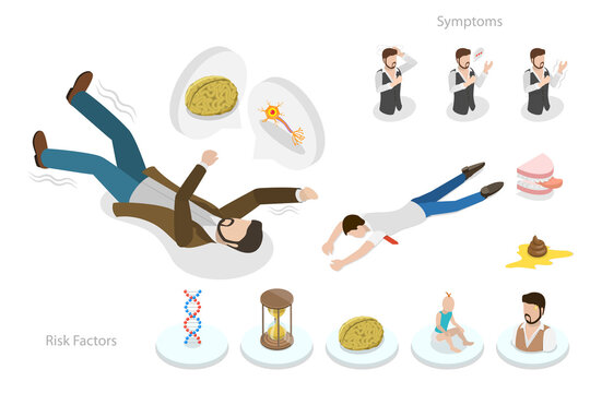 3D Isometric Flat  Conceptual Illustration of Epily, Stages and Phases of a Seizure