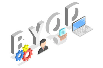3D Isometric Flat  Conceptual Illustration of BYOD, Bring Your Own Device