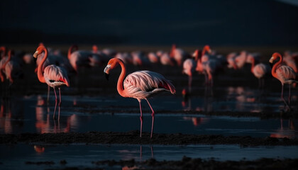 Animals in the wild reflect beauty in nature tranquil scene generated by AI