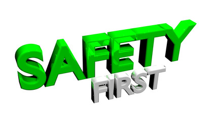 3D safety first text isolated on transparent background