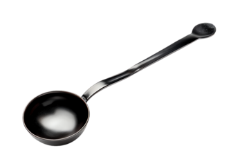 Shiny silver spoon, isolated on a transparent background, kitchen utensil for cooking and dining