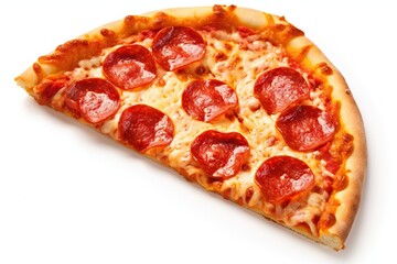 Half pizza of peperonni with white background