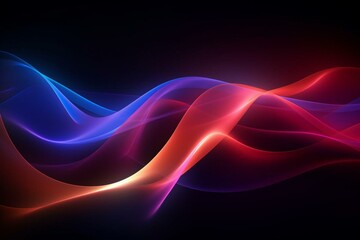 Colorful neon waves on dark background with glowing lines. Futuristic and abstract. Generative AI