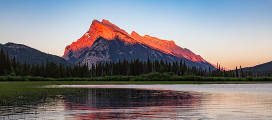 Canadian Mountain Landscape Nature Background at Sunset.