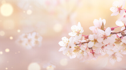 Fototapeta premium 桜、春のイメージでコピースペースがある背景画