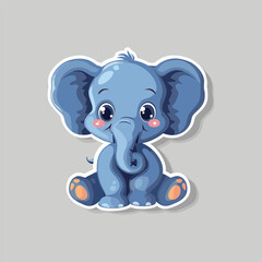 Obraz premium Cute baby elephant sticker vector illustration