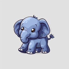Cute baby elephant sticker vector illustration