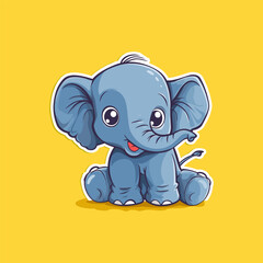 Cute baby elephant sticker vector illustration