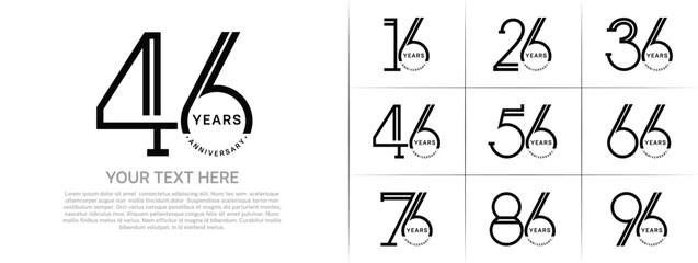 set of anniversary logotype black color for special celebration event