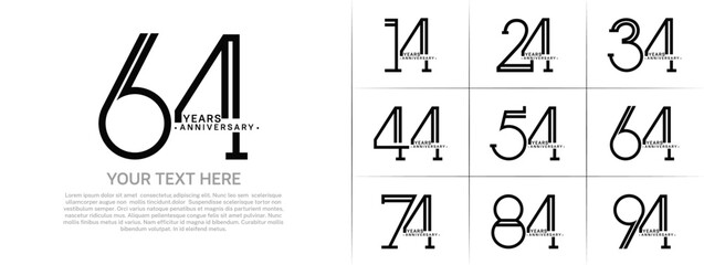 set of anniversary logotype black color for special celebration event