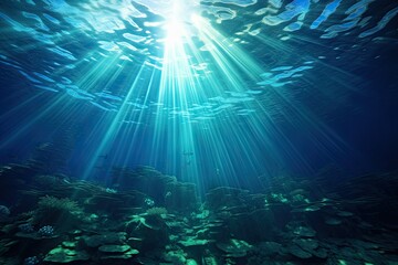 Fototapeta premium Rays of light on the sea