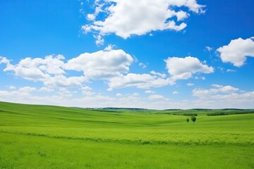 Green plain landscape with clouds