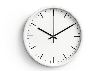 Minimalist white clock on white background
