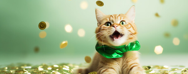 St. Patrick's Day Cat with gold coins