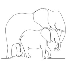 continuous line art elephant vector illustration