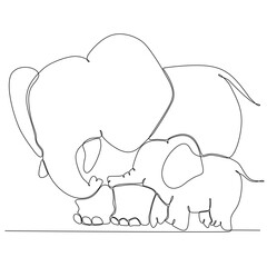continuous line art elephant vector illustration