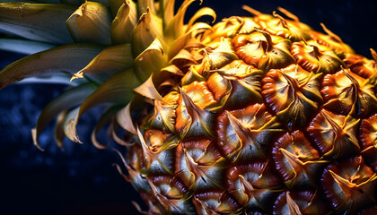 Fresh pineapple, a tropical fruit, ripe and full of sweetness generated by AI