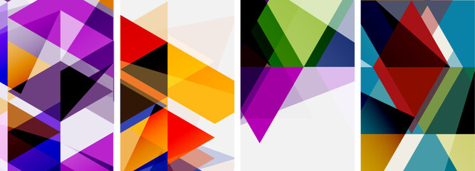 Fototapeta premium Colorful bright triangles with various colors and transparencies. Vector illustration For Wallpaper, Banner, Background, Card, Book Illustration, landing page