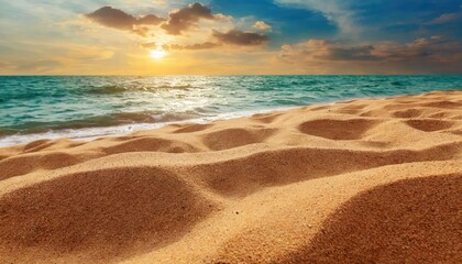 The sunset on the sand texture beach.