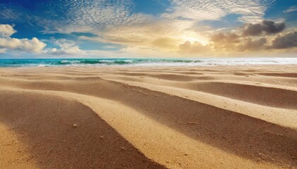 Fototapeta na wymiar The sunset on the sand texture beach.
