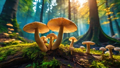 Fototapeta premium The mushrooms in the forest.