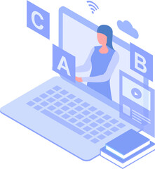 Online education and e-learning on png background