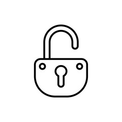 Open lock outline icons, minimalist vector illustration ,simple transparent graphic element .Isolated on white background