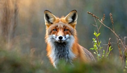 Fototapeta premium The red fox vulpes in the jungles.