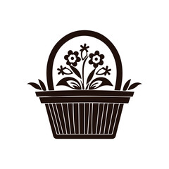Flower basket , vector icon, bouquet of flower