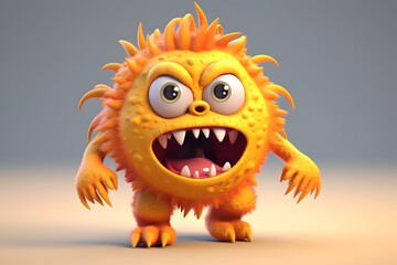 Fototapeta premium 3d rendering cute monsters Kaiju cartoons