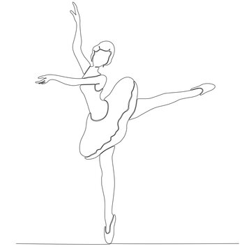 Continuous Line Art Drawing. Ballerina ballerina dancer. Vector Illustration