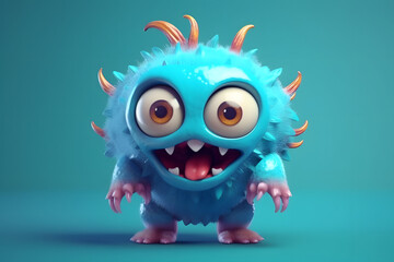 Fototapeta premium 3d rendering cute monster Siren cartoon