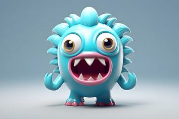 3d rendering cute monster Siren cartoon