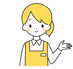 黄色｜案内する女性店員｜左手