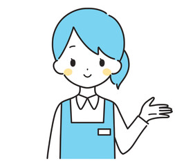 水色｜案内する女性店員｜左手