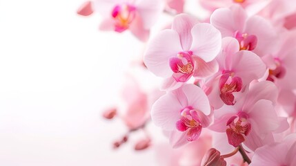 Fototapeta na wymiar Kaleidoscope of Orchid Hues: A Cherry Blossom-Inspired Symphony of Colors in a Simple White Frame