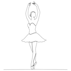 Continuous Line Art Drawing. Ballerina ballerina dancer. Vector Illustration