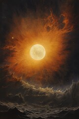 Obraz na płótnie Canvas full moon over the sea