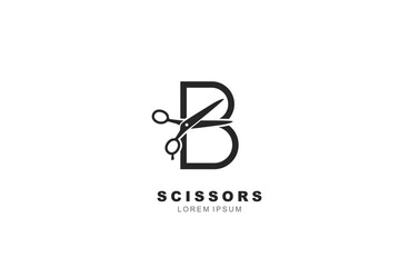 B Letter Scissors logo template for symbol of business identity - obrazy, fototapety, plakaty